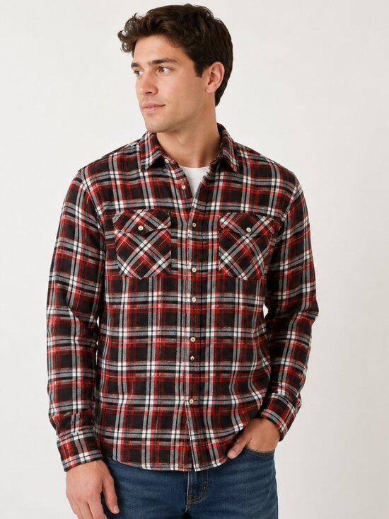 Blade Milber Other - Blade Milber Men's Red Black Plaid Flannel Shirt Size Medium 100% Cotton Button